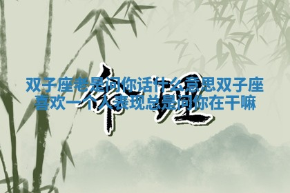 双子座 💴 老是问你话什么意思 双子座喜欢一个人表现总 🥁 是问你在干嘛